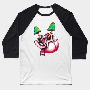Skull with Mushrooms Baseball T-Shirt